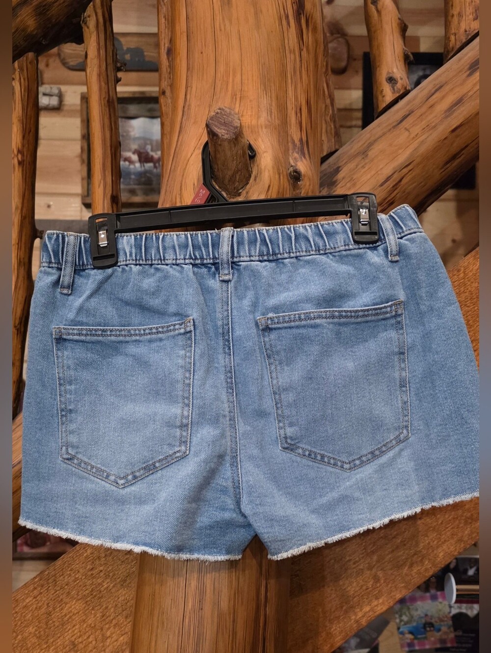 No Boundaries Light Blue Denim Drawstring Shorts - Picture 2 of 5